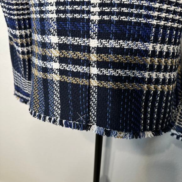 Ann Klein Factory Woven Blazer Jacket Lined Size 8 Navy Black White Tan - Picture 5 of 10